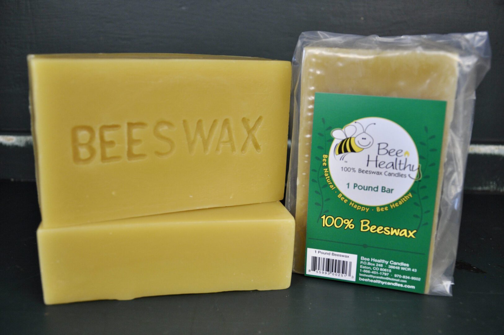 Two blocks of 100% beeswax.