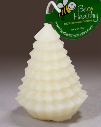 White beeswax Christmas tree candle.