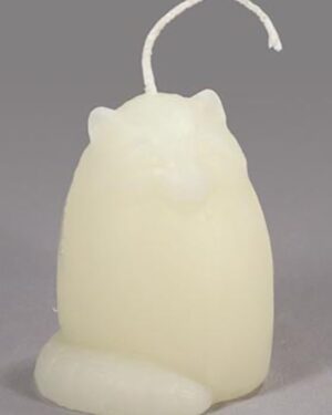 White candle shaped like a cat.