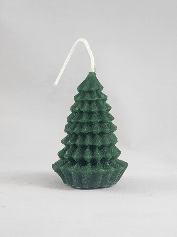 Green Christmas tree shaped candle.